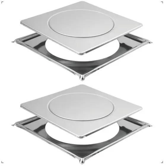 Kit 2 Ralo Click 10x10 Quadrado Inteligente com Porta Grelhas Cromado