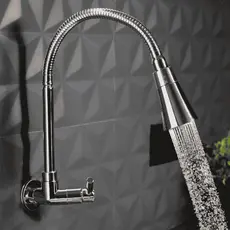 Torneira Gourmet Cozinha Parede Pia Flexível 2 Jatos Abs