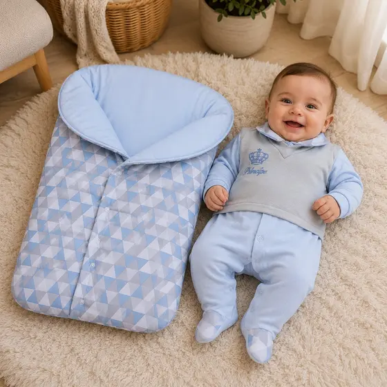 Kit Saída de Maternidade Menino com Porta Bebê Saco de Dormir 05 Peças Pequeno Príncipe