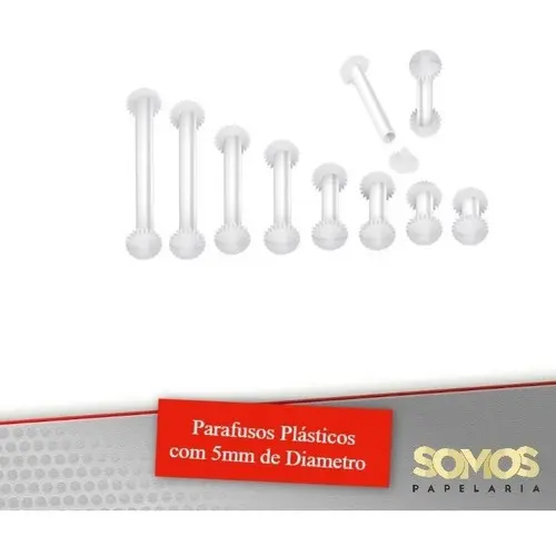 Parafusos Plásticos Para Pastas Kit C/ 120 Parafusos Ref 928