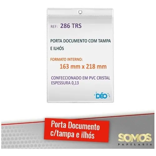 50 Protetores Com Tampa E Ilhos 1/2 Oficio 163x218 Mm
