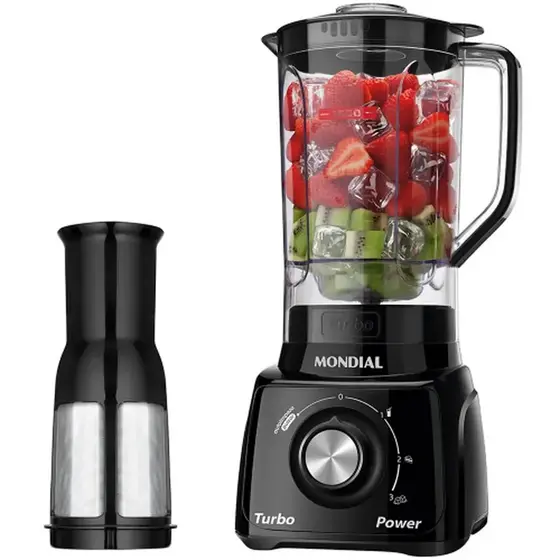 Liquidificador Mondial Turbo Power L-99FB 550W 3 Velocidades 2,2L Função Autolimpeza Preto 110V