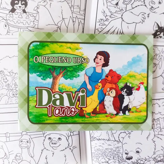 Kit 15 a 50 Mini Revista de Colorir O Pequeno Urso - Lembrancinha Personalizada Festa Infantil Aniversário