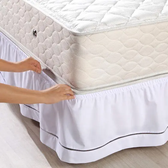 Saia Para Cama Box 100% Poliéster Em Detalhe Ponto Palito Microfibra 180 Fios