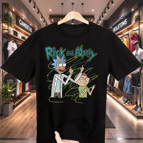 Camiseta Rick and Morty Dedo Mini-serie Camisa Blusa Algodão Alta Qualidade
