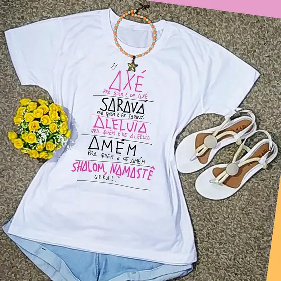 Blusa feminina tshirt Axé Candomblé Umbanda