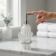 Porta Sabonete Líquido Transparente Com Rosca Prata Pump Lavabo Banheiro Natalino Natal - 290ml