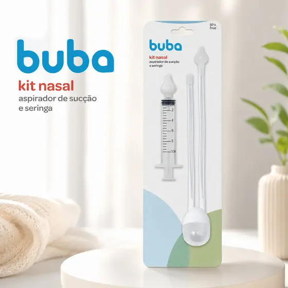 Kit Aspirador Sucção e Seringa Lavador Nasal Coriza Buba