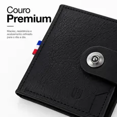 Carteira Masculina Porta Cartão Fechamento c/ Botão
