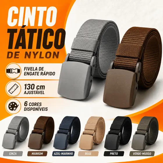 Cinto tático masculino de lona com trava automática para cintura multifuncional caminhadas
