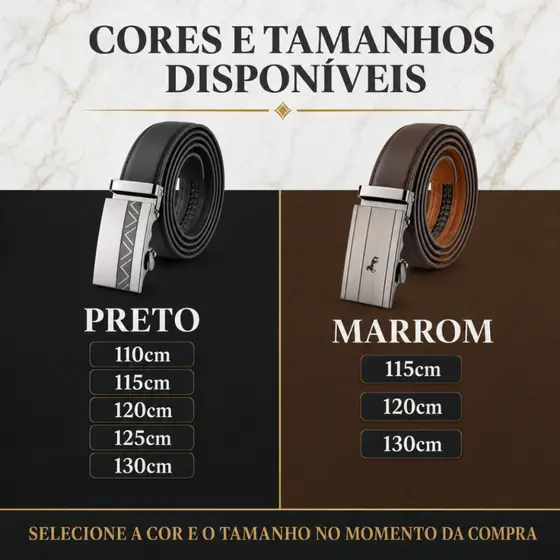 Cinto Social Premiun Masculino de Couro Legítimo Fivela Automática Ajustável Elegante e Luxuoso