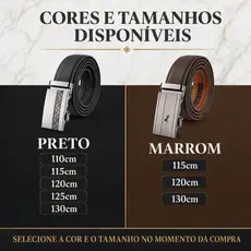 Cinto Social Premiun Masculino de Couro Legítimo Fivela Automática Ajustável Elegante e Luxuoso
