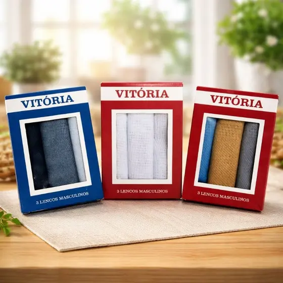 Lenços de Bolso Masculino Caixa Vitória Branco Colorido