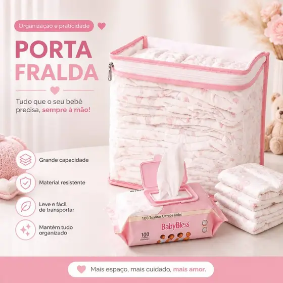 Kit 2 Nécessaire Organizador Bolsa Mala Saída Maternidade Porta Fralda