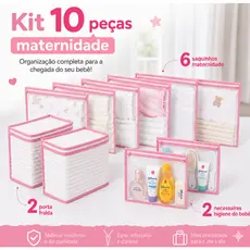 Kit 10 Peças Maternidade – 6 Saquinhos Organizadores + 4 Porta Fralda/Remédio Necessaire