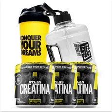 Kit 3x Creatina 150g + Galão 1,5L + Coqueteleira 600ml