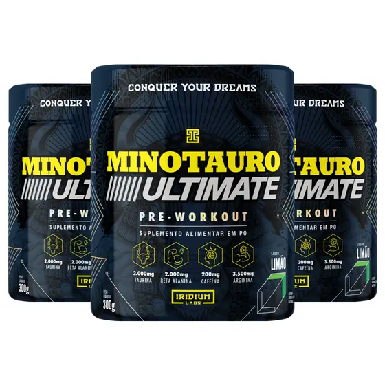 Kit 3x Pré Treino Minotauro Ultimate 300g - Iridium Labs