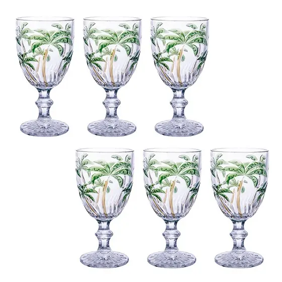 Jogo de Taças Água Palm Tree Colors 300ml Class Home 6pçs