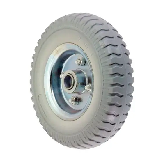 Roda Maciça 250x4 PU Super Elástica Anti Furos para Carrinho Mão Plataforma Armazém Carriola