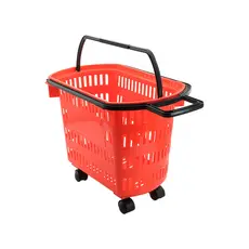Cestinha Plástica para Compras Supermercado Delicatessen Peças 30 litros com Rodas