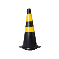 Cone de Sinalização Trânsito em PVC 75 cm Preto e Amarelo