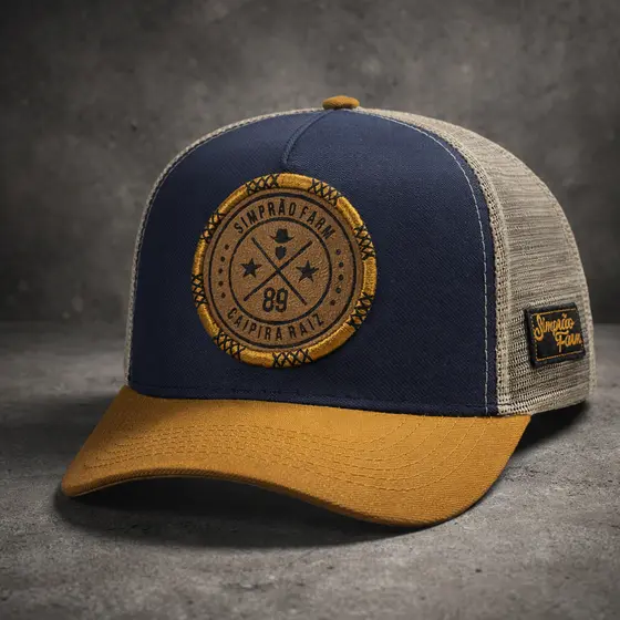 Boné Country Simprão Farm Aba Curvada Trucker Masculino Caipira Raiz Boiadeiro Premium