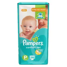 Fralda Pampers Confort Sec P com 50 unidades