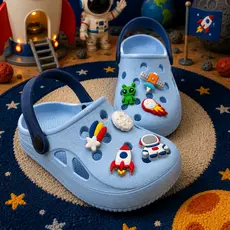 Babuche Sandália Infantil Menino Personalizado Astronauta Foguete Espaço ET Babuche Antiderrapante Macio Lançamento