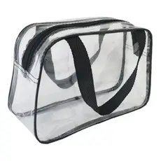 Nécessaire Preta Transparente Média Organizador Cosméticos, Perfeita Para Enfemeiros.