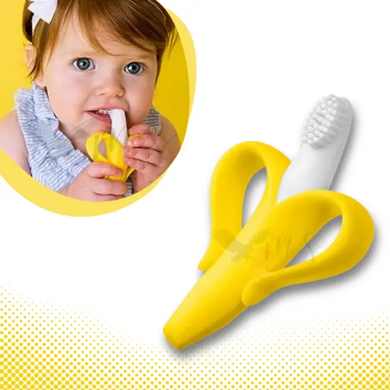 Escova Anti Estresse Mordedor Para Bebê Massageador Gengiva Banana