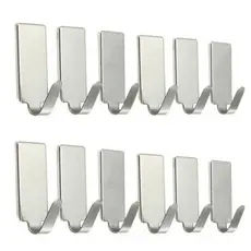 Cabide Gancho Inox Adesivo Kit 12 Peças Cozinha Banheiro