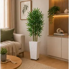 Planta Artificial Bambu Vaso Decoração Moderna Sem Manutenção