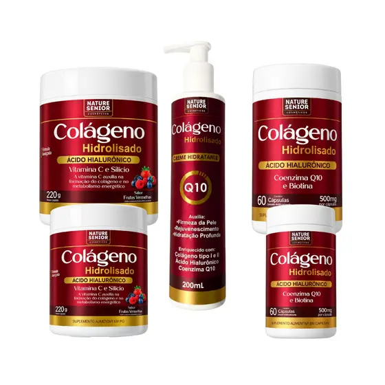 Kit Colágeno Hidrolisado + Ácido Hialurônico + Vitamina C  - Concentrado 100% Original