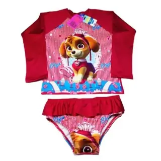 Conjunto de biquini mais blusa com proteção uv meninas 1 a 6