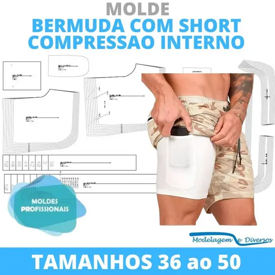 MOLDE BERMUDA C/ SHORT INTERNO, MODELAGEM&DIVERSOS, CORREIOS