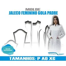 Molde Jaleco Feminino Gola Padre P ao XG POR CORREIOS
