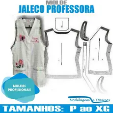 Molde De Jaleco Professora, Modelagem&Diversos, Tamanhos Pp Ao Xg