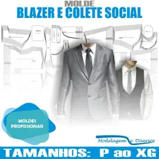 Kit Molde Blazer E Colete, Modelagem&Diversos, Tamanhos P ao XG