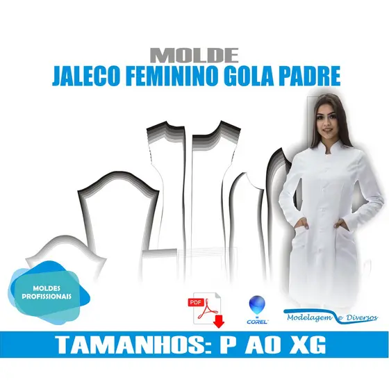 Molde Jaleco Gola Padre, Modelagem&Diversos, Tamanhos P Ao Xg