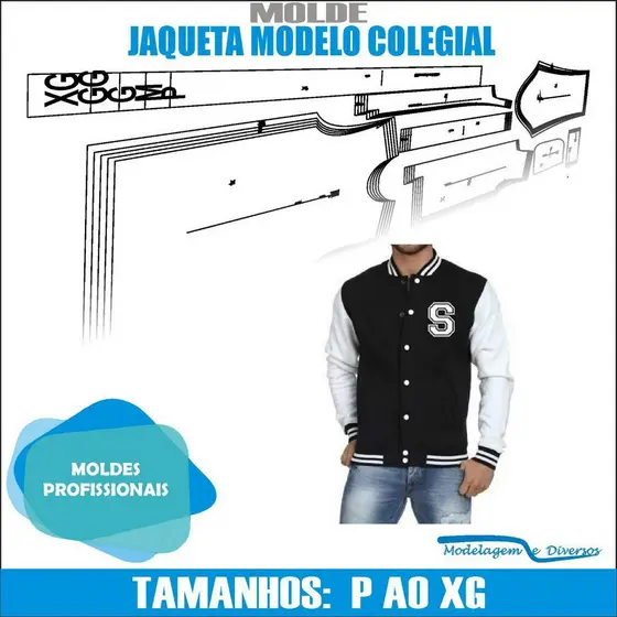 Molde Jaqueta Colegial, Modelagem&Diversos, Tamanhos P Ao Xg