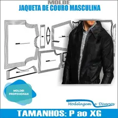 Molde Jaqueta Masculina Couro, Modelagem&Diversos, Tamanhos P Ao Xg