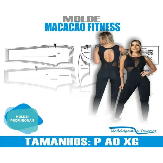 Molde Macacão Fitness, Modelagem&Diversos, Tamanhos P Ao Xg
