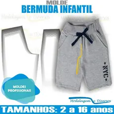 Molde Bermuda Infantil, Modelagem&Diversos, Tamanhos 2 A 16 anos