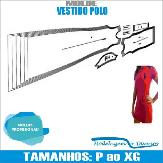Molde De Vestido Polo, Modelagem&Diversos, Tamanhos Do P Ao Extg