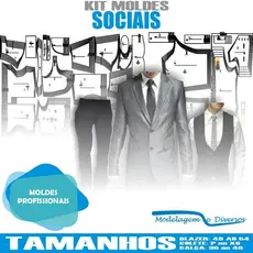 Kit Moldes Social Blazer+calca+colete, Modelagem&Diversos, Todos Os Tamanho da descricao