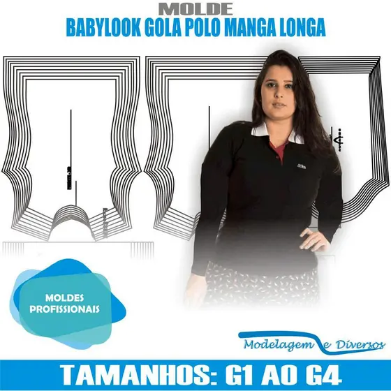 Molde BabyLook Polo, Modelagem&Diversos, G1 ao G4, Correios