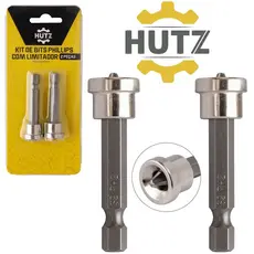 JOGO DE BITS PHILLIPS COM LIMITADOR PARA PARAFUSADEIRA HUTZ 2 PECAS PH2