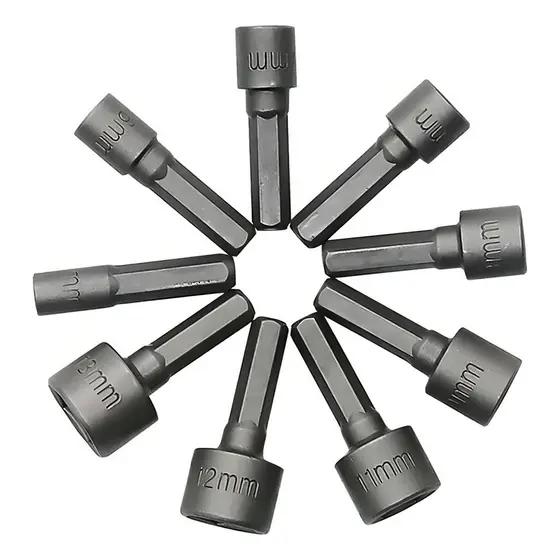 Jogo Kit Bits Soquete Canhão 9 Peças 5 A 13 Mm Parafusadeira