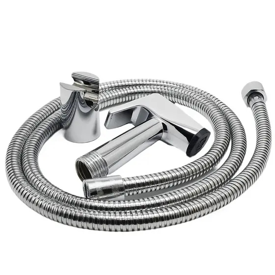Ducha Higiênica/ Chuveirinho Flexível Completa 100% Metal Cromado de 1,2M Cor Prateado