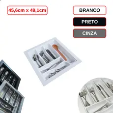 Divisor De Talher Ajustável Og-07 | Branco Cinza Preto 456x491mm Porta Talheres Organizador Gaveta